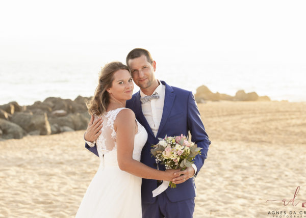 Shooting photo couple LANDES PLAGE ROBE MARIEE